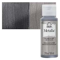 FolkArt Metallic Acrylic Paint - Gunmetal Gray - bottle and swatch