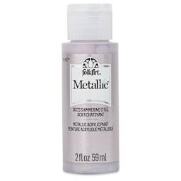 FolkArt Metallic Acrylic Paint - Shimmering Steel, 59 ml - front of bottle