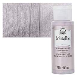 FolkArt Metallic Acrylic Paint - Shimmering Steel - bottle and swatch