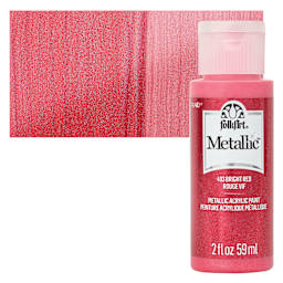 FolkArt Metallic Acrylic Paint - Bright Red, 59 ml bottle and swatch