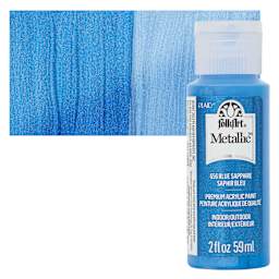 FolkArt Metallic Acrylic Paint - Blue Sapphire, 59 ml bottle and swatch