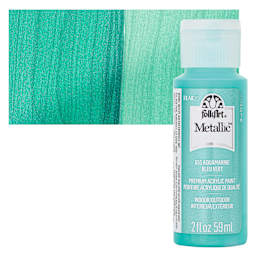 FolkArt Metallic Acrylic Paint - Aquamarine, 59 ml bottle and swatch
