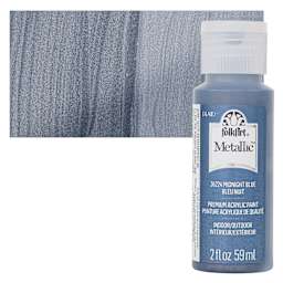 FolkArt Metallic Acrylic Paint - Midnight Blue - bottle and swatch