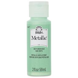 FolkArt Metallic Acrylic Paint - Green Silk, 59 ml - front of bottle
