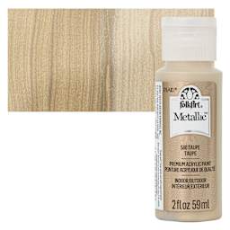 FolkArt Metallic Acrylic Paint - Taupe, 59 ml bottle and swatch
