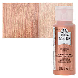 FolkArt Metallic Acrylic Paint - Rose Gold, 59 ml - bottle and swatch