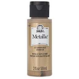 FolkArt Metallic Acrylic Paint - Sahara Gold, 59 ml - front of bottle