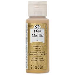 FolkArt Metallic Acrylic Paint - Pure Gold, 59 ml - front of bottle