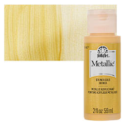 FolkArt Metallic Acrylic Paint - Inca Gold, 59 ml bottle and swatch