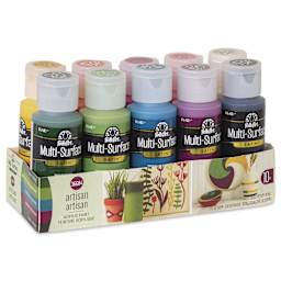 FolkArt Multi-Surface Acrylic Paints - Set of 10, Artisan Colors, 59 ml Bottles in package