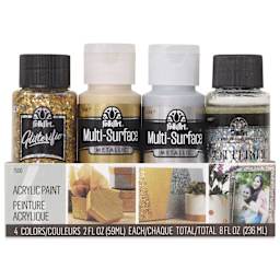 FolkArt Multi-Surface Acrylic Paints - Set of 4, Metallic and Glitterific Colors, 59 ml Bottles in package