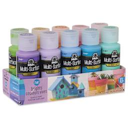 FolkArt Multi-Surface Acrylic Paints - Set of 10, Bright Colors, 59 ml Bottles in package