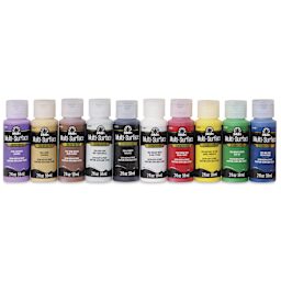 FolkArt Multi-Surface Acrylic Paints - Set of 10, Basic Colors, 59 ml Bottles