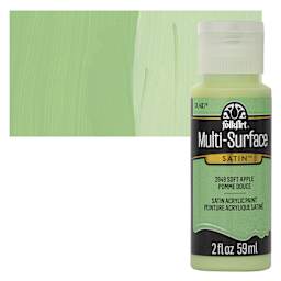 FolkArt Multi-Surface Acrylic Paint -Soft Apple, 59 ml bottle and swatch