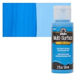 FolkArt Multi-Surface Acrylic Paint - Look At Me Blue, 59 ml bottle and swatch