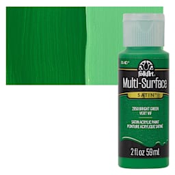 FolkArt Multi-Surface Acrylic Paint - Bright Green, 59 ml bottle and swatch
