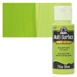 FolkArt Multi-Surface Acrylic Paint - Happy Green, 59 ml bottle and swatch