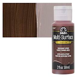 FolkArt Multi-Surface Acrylic Paint - Burnt Umber, 59 ml bottle and swatch