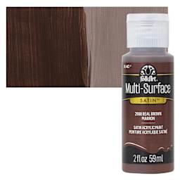 FolkArt Multi-Surface Acrylic Paint - Real Brown, 59 ml bottle and swatch