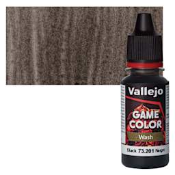 Vallejo Game Color Acrylic Paint - Black Wash - Bottle and Swatch