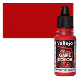 Vallejo Game Color Acrylic Paint - Scarlet Blood - Bottle and Swatch