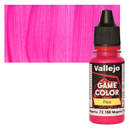 Vallejo Game Color Acrylic Paint - Fluorescent Magenta - Bottle and Swatch