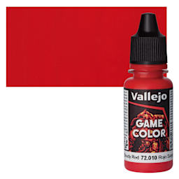 Vallejo Game Color Acrylic Paint - Bloody Red - Bottle and Swatch