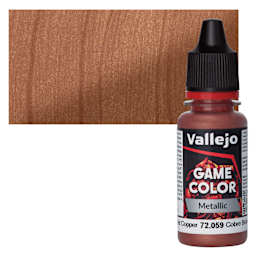 Vallejo Game Color Acrylic Paint - Hammered Copper - Bottle and Swatch