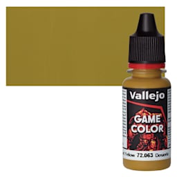 Vallejo Game Color Acrylic Paint - Desert Yellow - Bottle and Swatch