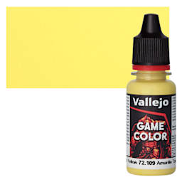 Vallejo Game Color Acrylic Paint - Toxic Yellow - Bottle and Swatch