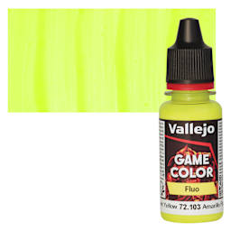 Vallejo Game Color Acrylic Paint - Fluorescent Yellow - Bottle and Swatch