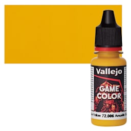Vallejo Game Color Acrylic Paint - Sun Yellow - Bottle and Swatch