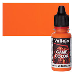 Vallejo Game Color Acrylic Paint - Orange Fire - Bottle and Swatch