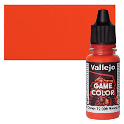 Vallejo Game Color Acrylic Paint - Hot Orange - Bottle and Swatch