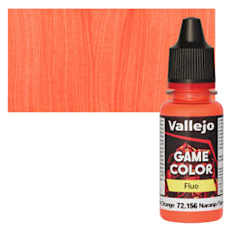 Vallejo Game Color Acrylic Paint - Fluorescent Orange - Bottle and Swatch