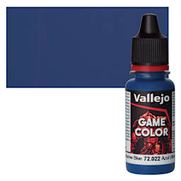 Vallejo Game Color Acrylic Paint - Ultramarine Blue - Bottle and Swatch