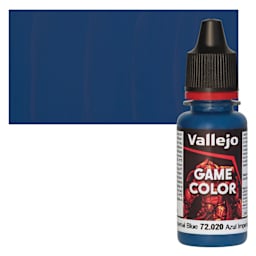 Vallejo Game Color Acrylic Paint - Imperial Blue - Bottle and Swatch
