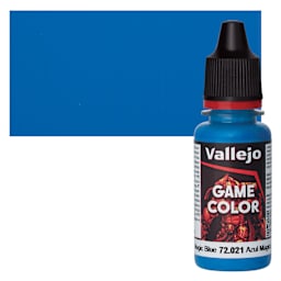 Vallejo Game Color Acrylic Paint - Magic Blue - Bottle and Swatch