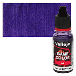 Vallejo Game Color Acrylic Ink - Violet, 18 ml Bottle and Swatch