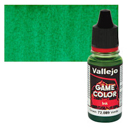 Vallejo Game Color Acrylic Ink - Green 18 ml Bottle and Swatch