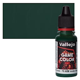 Vallejo Game Color Acrylic Paint - Dark Green - Bottle and Swatch