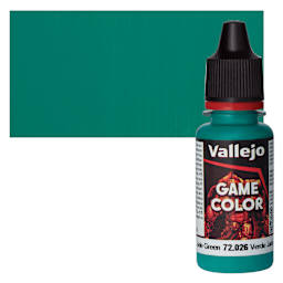 Vallejo Game Color Acrylic Paint - Jade Green - Bottle and Swatch