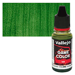 Vallejo Game Color Acrylic Ink - Black Green 18 ml Bottle and Swatch