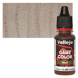 Vallejo Game Color Acrylic Paint - Umber - Bottle and Swatch