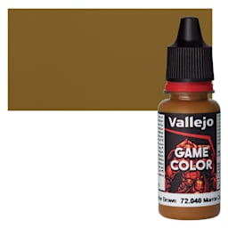 Vallejo Game Color Acrylic Paint - Leather Brown - Bottle and Swatch