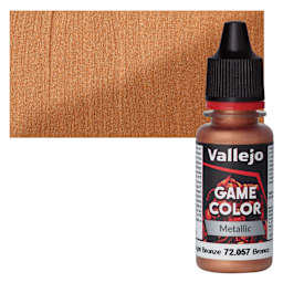 Vallejo Game Color Acrylic Paint - Bright Bronze - Bottle and Swatch