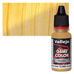 Vallejo Game Color Acrylic Paint - Polished Gold - Bottle and Swatch
