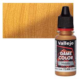 Vallejo Game Color Acrylic Paint - Glorious Gold - Bottle and Swatch