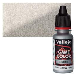 Vallejo Game Color Acrylic Paint - Silver - Bottle and Swatch
