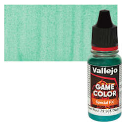 Vallejo Game Color Special FX Acrylic Paint - Green Rust - Bottle and Swatch